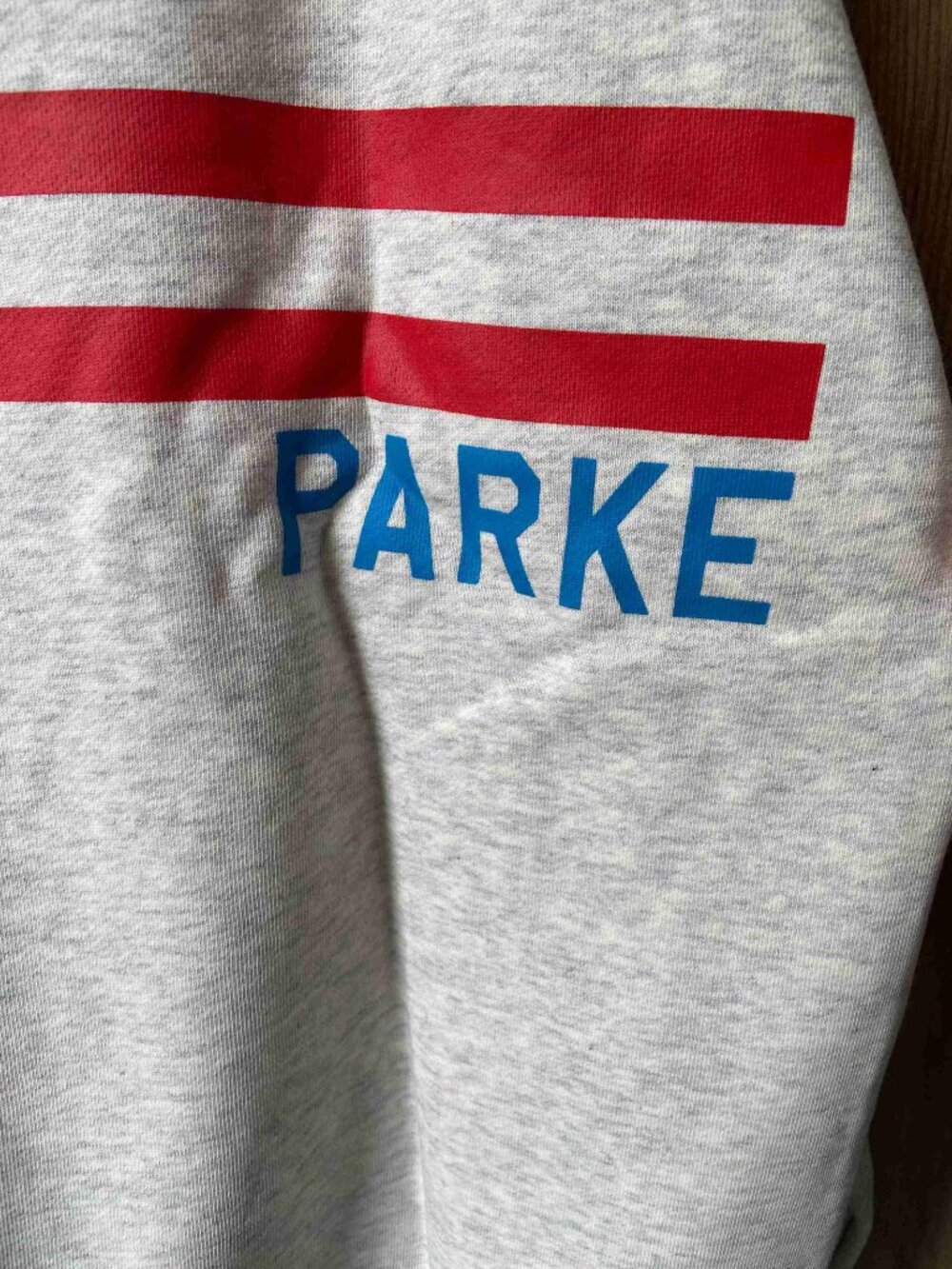PARKE Gray Mock Neck Pullover Sweatshirt Bold Back Graphic Logo - Picture 6 of 7